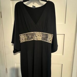 Black Dress with Gold Floral Band